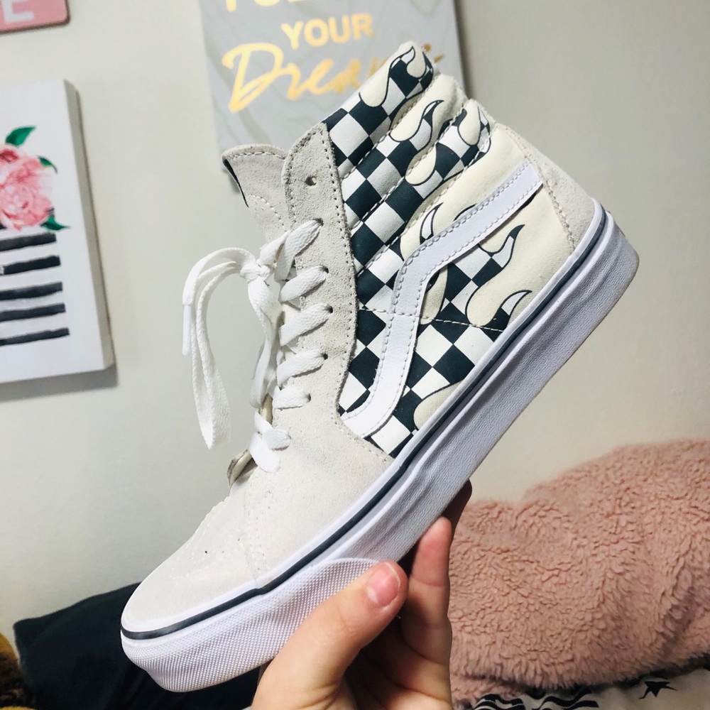 NEW vans flames checker old skool